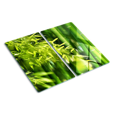 Üveg vágódeszka Bambusz levelek és zöld lombozat