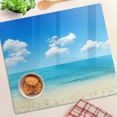 Edzett üveg vágódeszka Kék égű strand