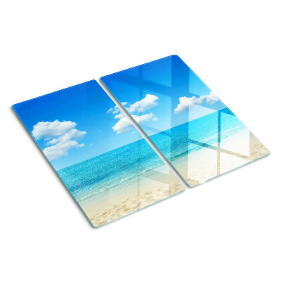 Edzett üveg vágódeszka Kék égű strand