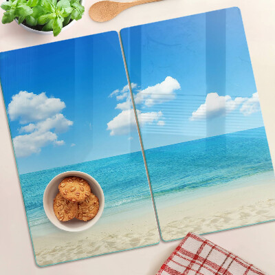 Edzett üveg vágódeszka Kék égű strand