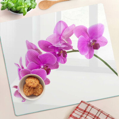 Edzett üveg vágódeszka Orchidea virágok rózsaszín árnyalatokban
