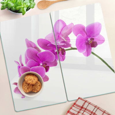 Edzett üveg vágódeszka Orchidea virágok rózsaszín árnyalatokban