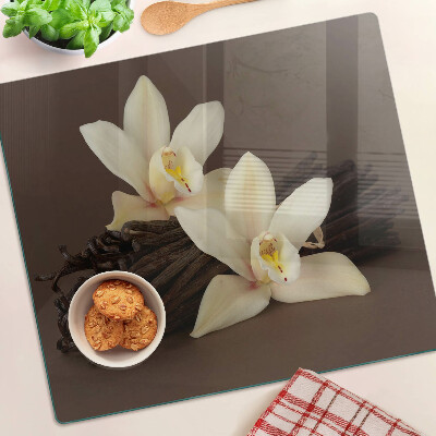 Üveg vágódeszka Orchideák és vaníliarudak