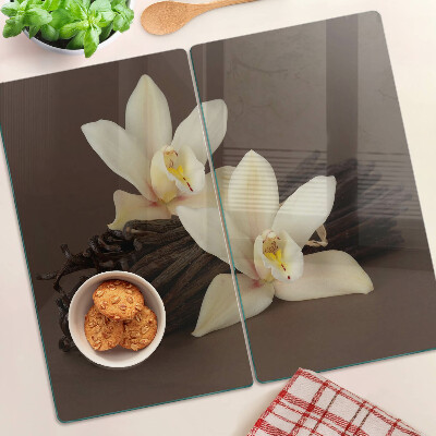 Üveg vágódeszka Orchideák és vaníliarudak