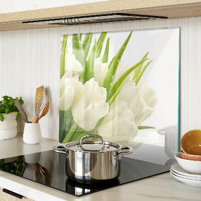 Edzett üveg vágódeszka Tulipánok a vízcseppekben
