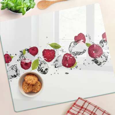 Edzett üveg vágódeszka Eper jéggel