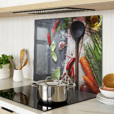 Üveg vágódeszka Konyhai fűszerek és zöldségek