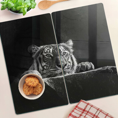 Üveg vágódeszka Tigris fekete-fehér stílusban
