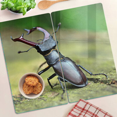 Üveg vágódeszka Szarvasbogár zöld háttérrel