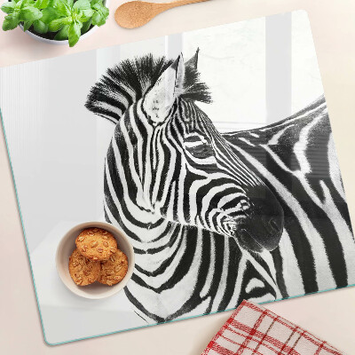 Edzett üveg vágódeszka Zebra fekete-fehér csíkokban