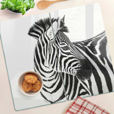Edzett üveg vágódeszka Zebra fekete-fehér csíkokban