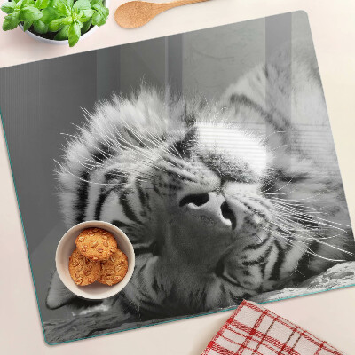 Üveg vágódeszka Tigris fekete-fehérben