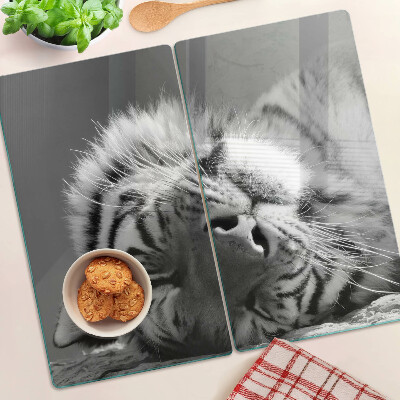 Üveg vágódeszka Tigris fekete-fehérben