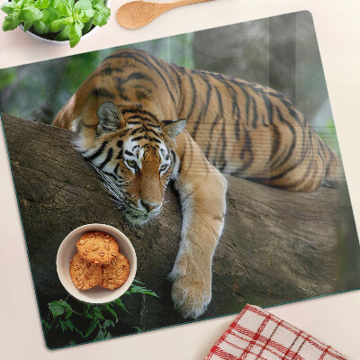 Üveg vágódeszka Tigris egy fatörzsön