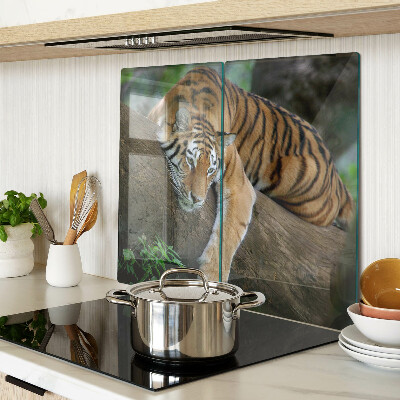 Üveg vágódeszka Tigris egy fatörzsön