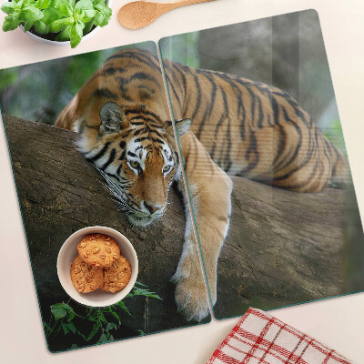 Üveg vágódeszka Tigris egy fatörzsön