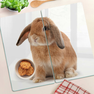 Edzett üveg vágódeszka Nyúl fehér alapon