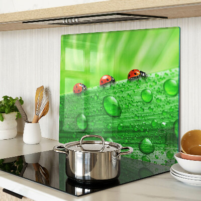 Üveg vágódeszka Katicabogarak zöld háttéren