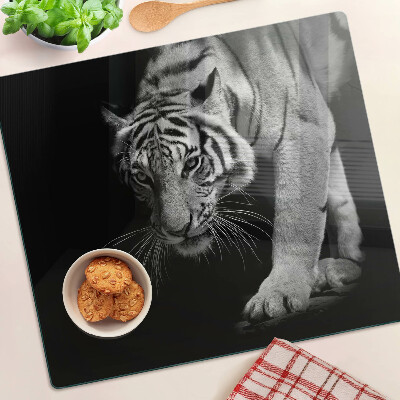 Üveg vágódeszka Tigris fekete-fehérben
