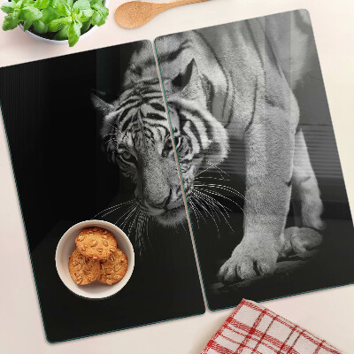 Üveg vágódeszka Tigris fekete-fehérben