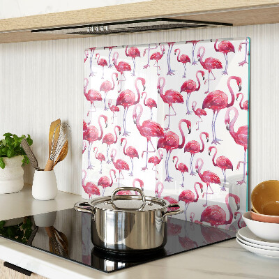 Edzett üveg vágódeszka Flamingók fehér alapon