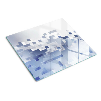 Edzett üveg vágódeszka Geometriai minták kék árnyalatokban
