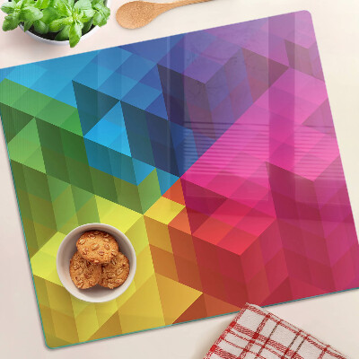 Edzett üveg vágódeszka Színes geometria háromszögekben