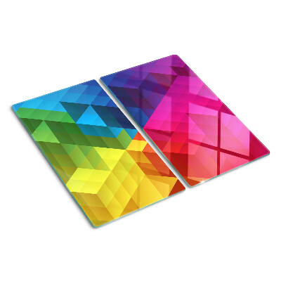 Edzett üveg vágódeszka Színes geometria háromszögekben