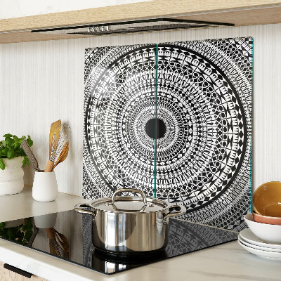 Üveg vágódeszka Mandala fekete-fehér árnyalatokban