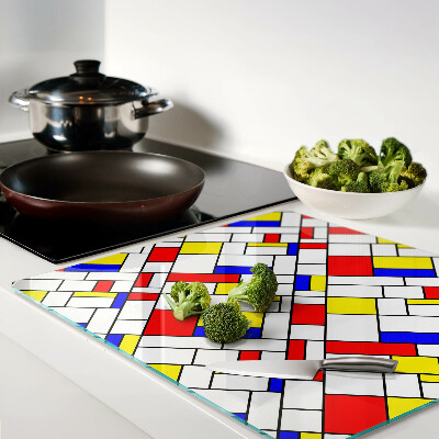 Üveg vágódeszka Geometria Mondrian stílusában