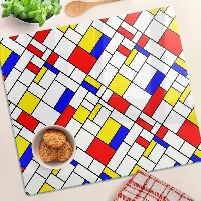 Üveg vágódeszka Geometria Mondrian stílusában