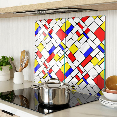 Üveg vágódeszka Geometria Mondrian stílusában