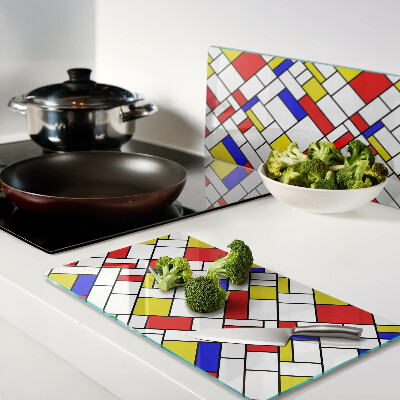Üveg vágódeszka Geometria Mondrian stílusában