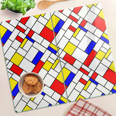 Üveg vágódeszka Geometria Mondrian stílusában