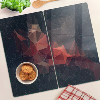 Edzett üveg vágódeszka Absztrakt geometria vörös árnyalatokban