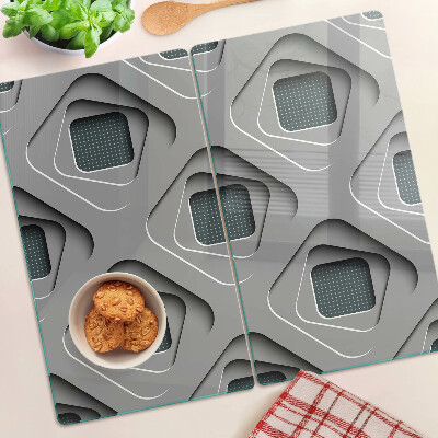 Edzett üveg vágódeszka Geometriai minták szürke árnyalatokban