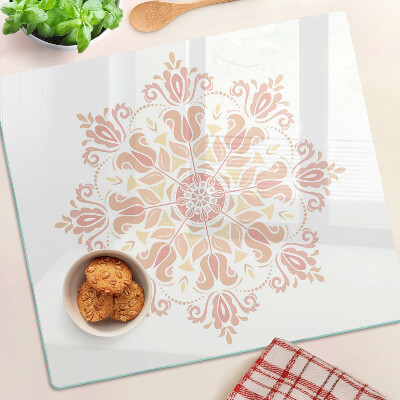 Edzett üveg vágódeszka Mandala rózsaszín árnyalatokban