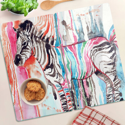 Üveg vágódeszka Zebra színes csíkokban