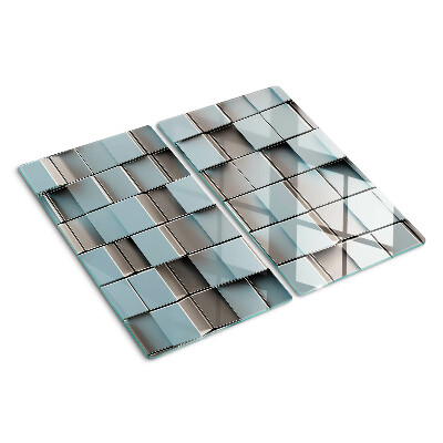 Edzett üveg vágódeszka Geometrikus csempék kék árnyalatokban