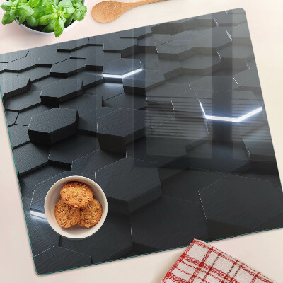 Edzett üveg vágódeszka Hatszögletű minta 3D hatással