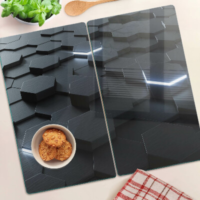 Edzett üveg vágódeszka Hatszögletű minta 3D hatással