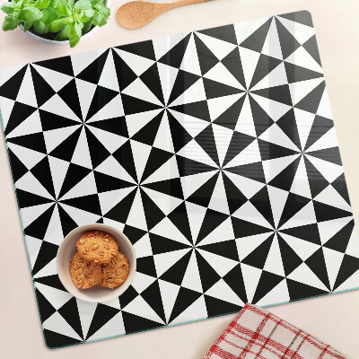 Edzett üveg vágódeszka Geometriai háromszögek fekete-fehérben