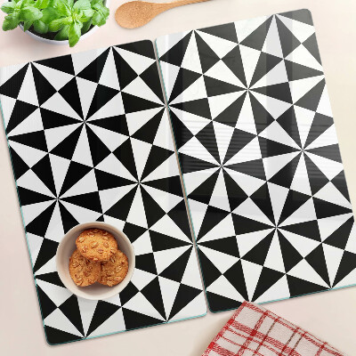 Edzett üveg vágódeszka Geometriai háromszögek fekete-fehérben