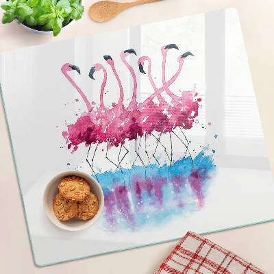 Edzett üveg vágódeszka Flamingók akvarell stílusban