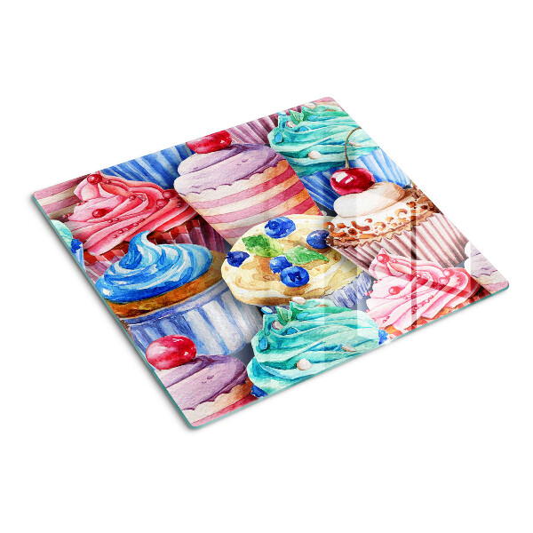 Üveg vágódeszka Cupcakes és színes sütemények