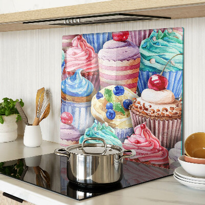 Üveg vágódeszka Cupcakes és színes sütemények
