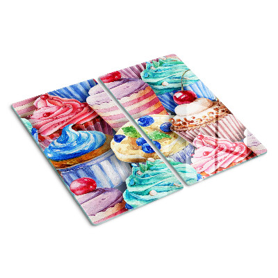 Üveg vágódeszka Cupcakes és színes sütemények
