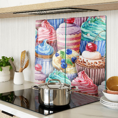 Üveg vágódeszka Cupcakes és színes sütemények