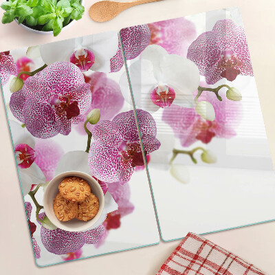 Üveg vágódeszka Orchideák az ablak előtt