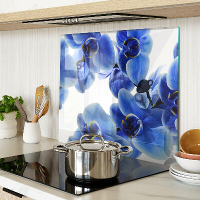 Üveg vágódeszka Kék orchideák